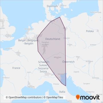 Deutsche Bahn AG coverage area map