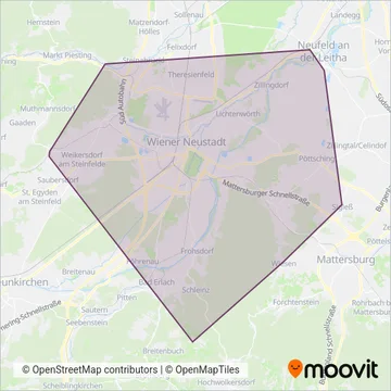 Wr. Neustädter Stadtwerke u. Kommunal Service GmbH coverage area map