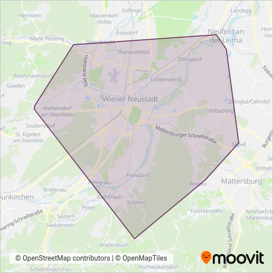 Wr. Neustädter Stadtwerke u. Kommunal Service GmbH coverage area map
