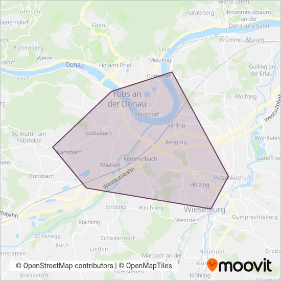 Verkehrsbetrieb Stadtgemeinde Ybbs coverage area map
