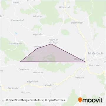 Zayataler Schienentaxi coverage area map