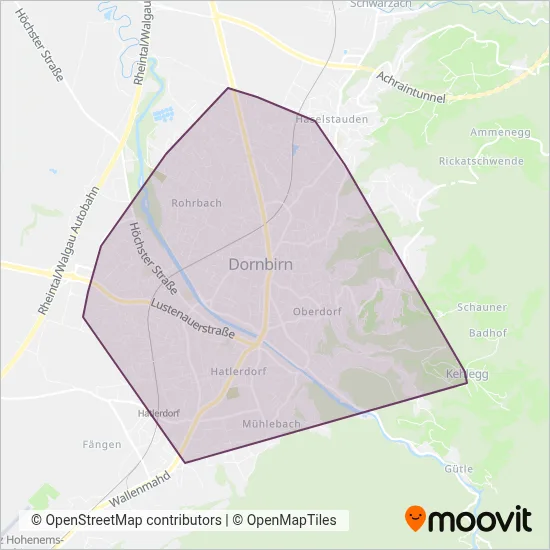 Stadtbus Dornbirn coverage area map