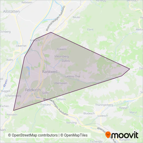 Landbus Oberes Rheintal coverage area map