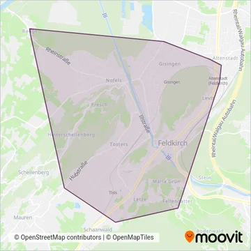 Stadtbus Feldkirch coverage area map