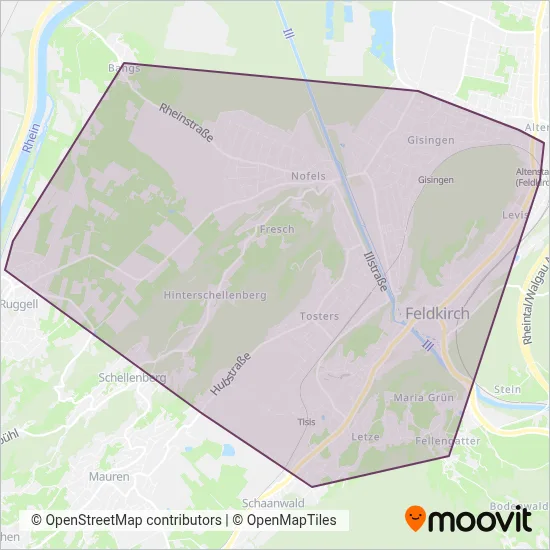 Stadtbus Feldkirch coverage area map