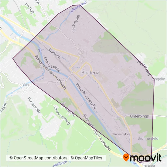 Stadtbus Bludenz coverage area map