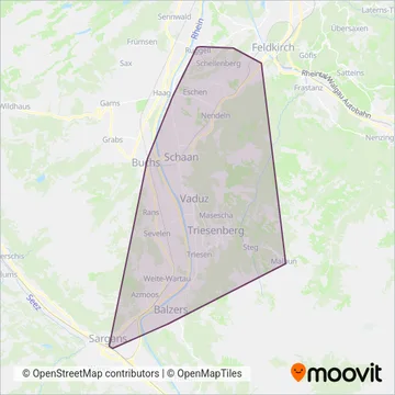 Verkehrsbetrieb LIECHTENSTEINmobil coverage area map