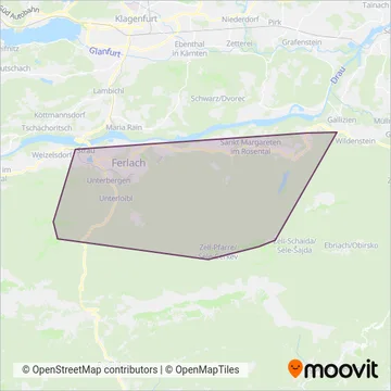Kärnten Bus - Ferlach coverage area map