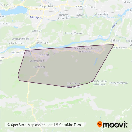 Kärnten Bus - Ferlach coverage area map