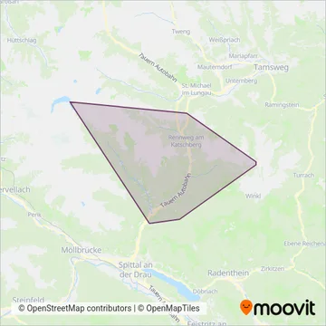 Kärnten Bus - Liesertal coverage area map