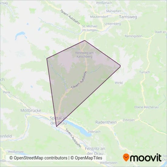 Kärnten Bus - Liesertal coverage area map