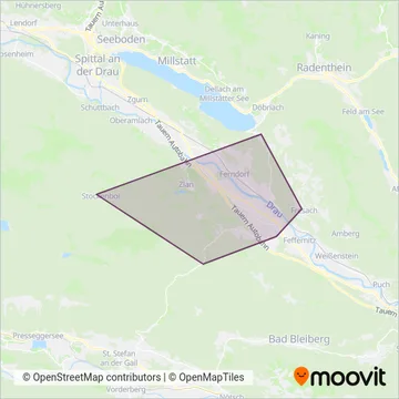 Kärnten Bus - Unteres Drautal coverage area map