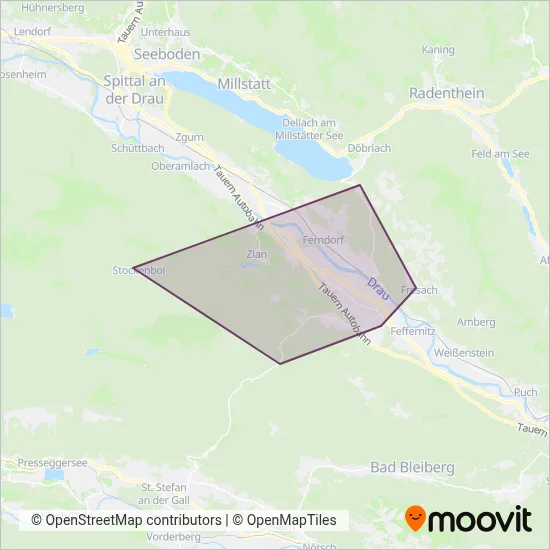 Kärnten Bus - Unteres Drautal coverage area map