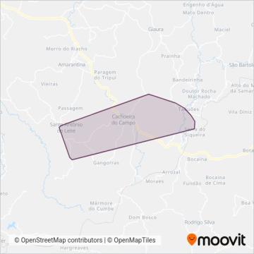 Mapa da área de cobertura da Transveloso - José Geraldo Veloso e Cia. Ltda.
