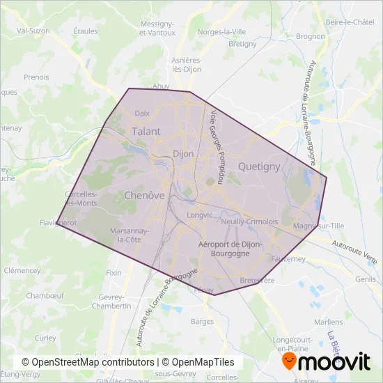 Carte de la zone de couverture de Divia