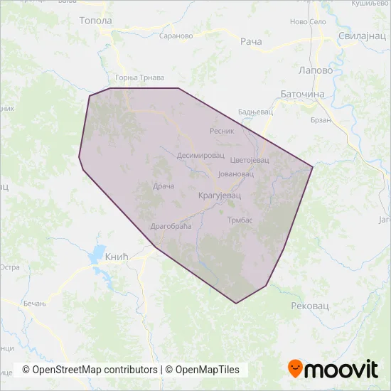 Strela - Obrenovac coverage area map