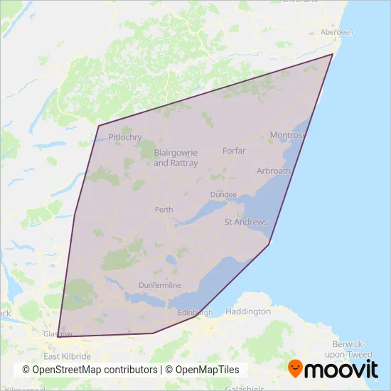 Stagecoach East Scotland coverage area map