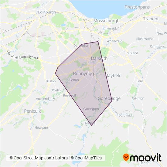 Lothian Community Transport coverage area map