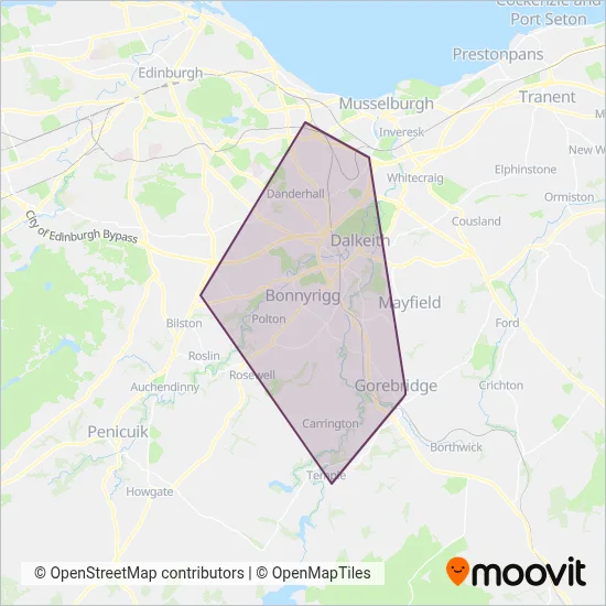 Lothian Community Transport coverage area map