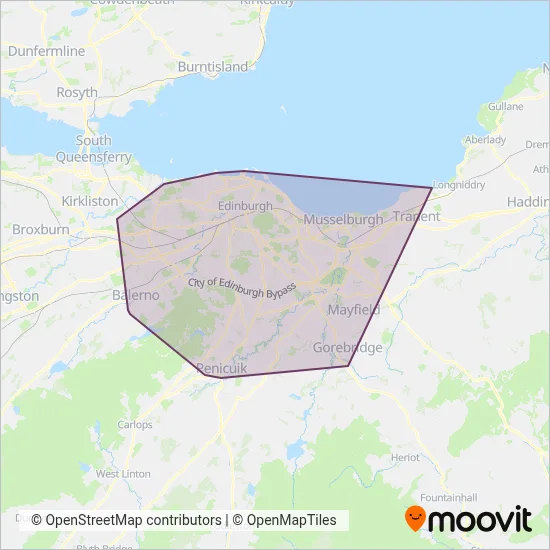 Lothian Buses coverage area map