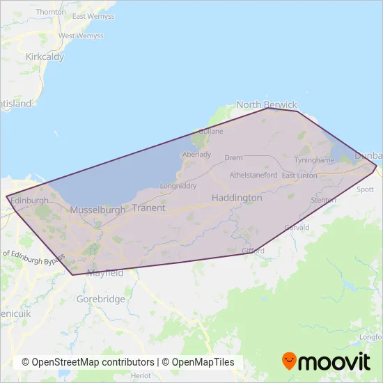 East Coast Buses coverage area map