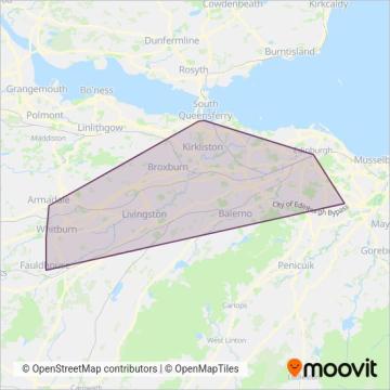 Lothian Country Buses coverage area map
