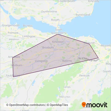 Lothian Country Buses coverage area map