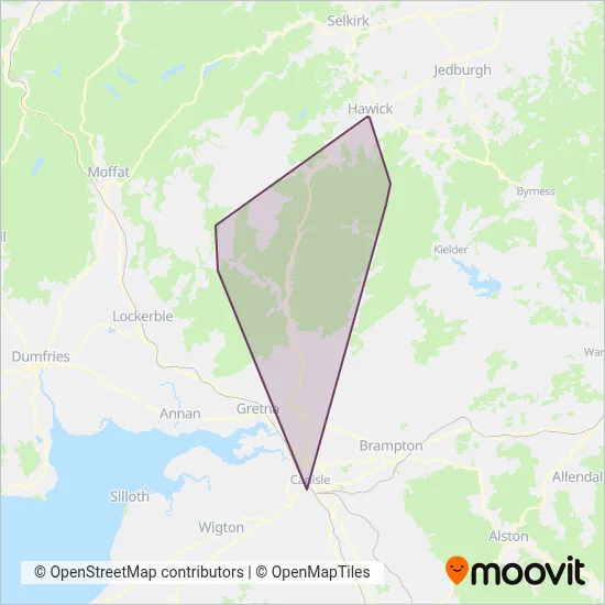 Telford's Coaches coverage area map