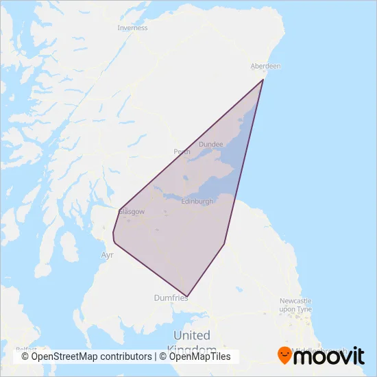 National Rail (Bus) coverage area map