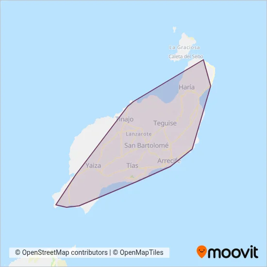 Cobertura del mapa de IntercityBus Lanzarote