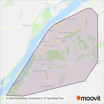 Карта на района на покритие на Градски транспорт АД (Автобус)