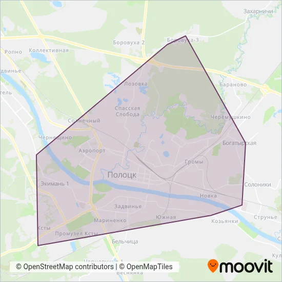 Bus Depot #2 Polotsk Branch coverage area map