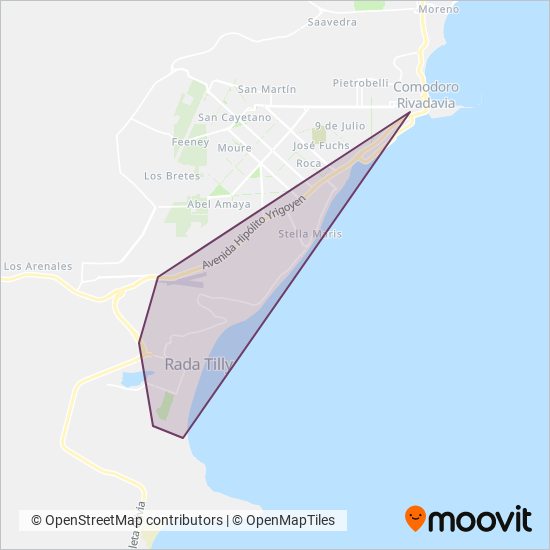 Expreso Rada Tilly coverage area map