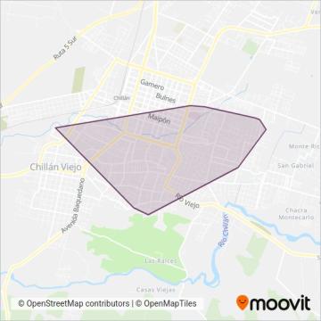Mapa del área de cobertura de Transp. V. Lomas de Oriente