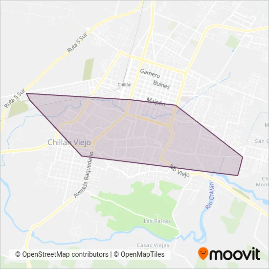 Transp. Los Volcanes coverage area map