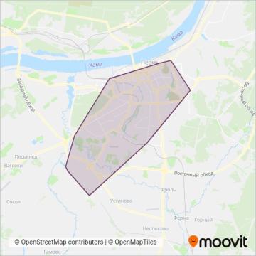 ГорТранс Пермь (Tram) coverage area map