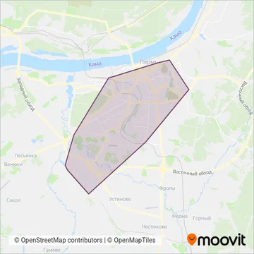 ГорТранс Пермь (Tram) coverage area map