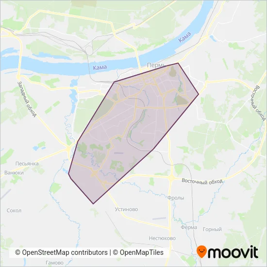 GorTrans Perm (Tram) coverage area map