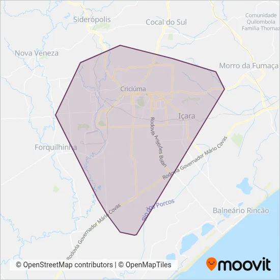 Consórcio Cribus (Municipal Criciúma) coverage area map