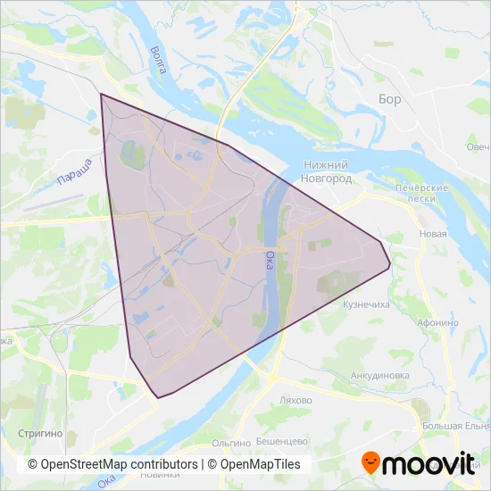 Nizhegorodpassazhiravtotrans (Cable Car) coverage area map