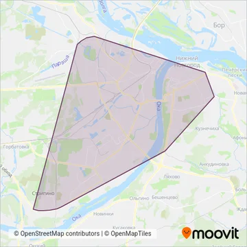 Схема покрытия компании Нижегородпассажиравтотранс (Трамвай)