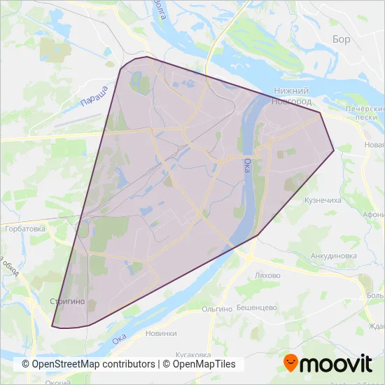 Nizhegorodpassazhiravtotrans (Tram) coverage area map
