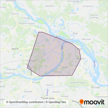 Схема покрытия компании Нижегородпассажиравтотранс (Фуникулер)