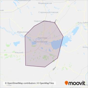 Схема покрытия компании Краснодарпассажиравтотранс