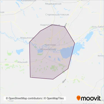 Краснодарпассажиравтотранс coverage area map
