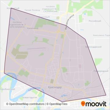 АО Краснодарпассажиравтотранс (Tram) coverage area map