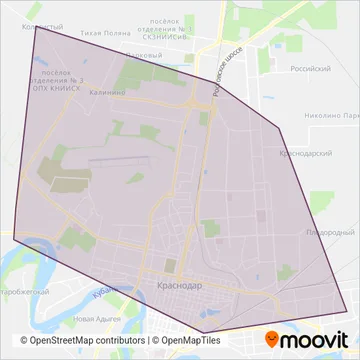АО Краснодарпассажиравтотранс (Tram) coverage area map