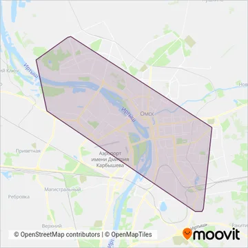 Схема покрытия компании Омск ПП и ПАТП (Канатная дорога)