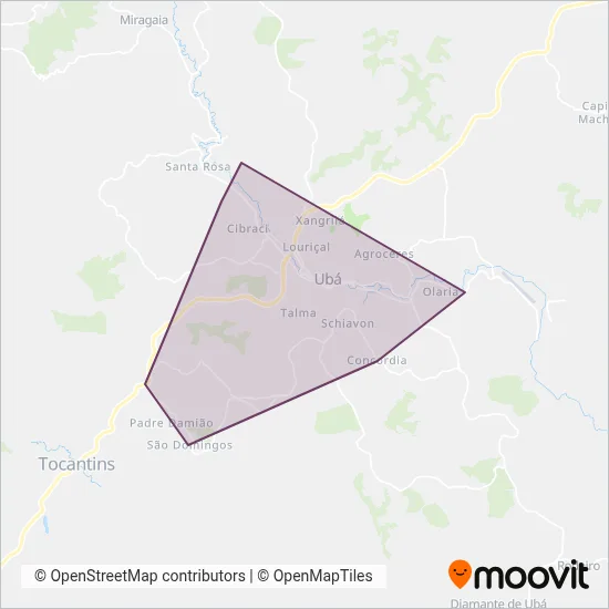 Mapa da área de cobertura da Ubá