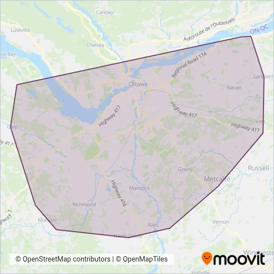 OC Transpo (Bus) coverage area map